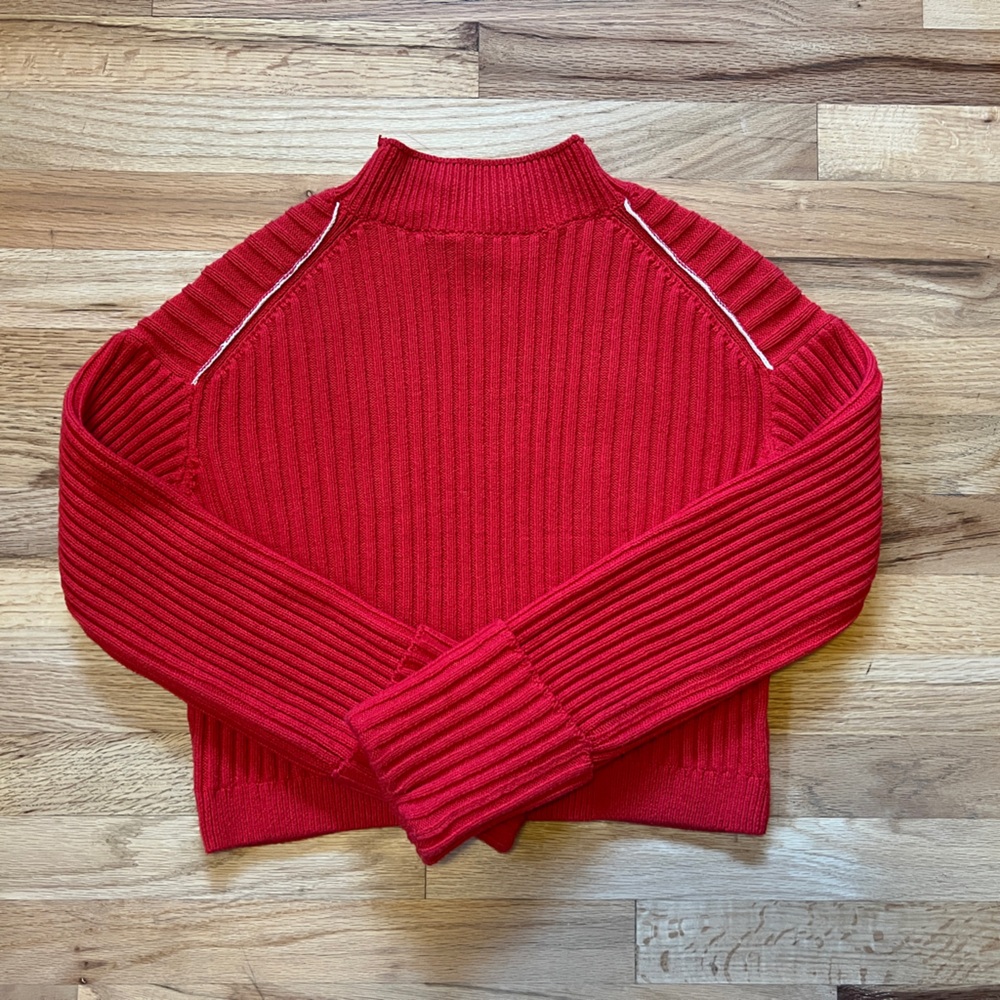 Everlane Red Ribbed Crew Neck Sweater